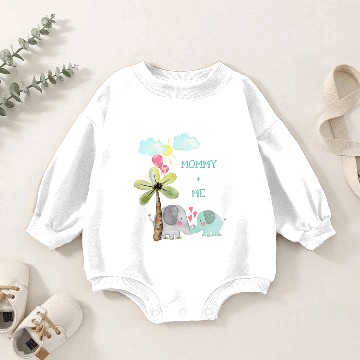 Discover Mommy and Me | Teal Mom and Baby Elephant Baby Romper Sweatshirts