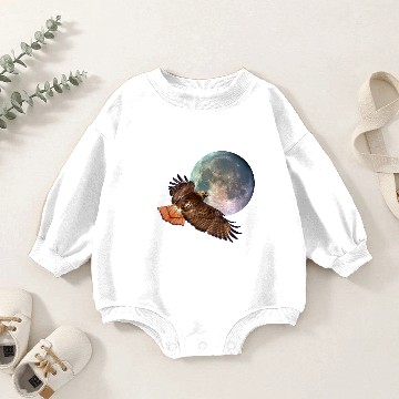 Discover Red-Tail Hawk & Full Moon Wildlife Baby Romper Sweatshirts
