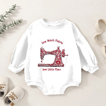 Discover Red Damask Sewing Machine Monogram Baby Romper Sweatshirts