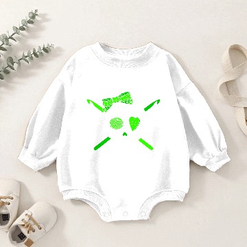 Discover Skull & Crochet Hooks (Lime Green - Dark Version) Baby Romper Sweatshirts