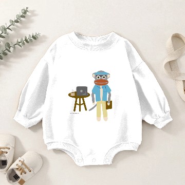 Discover Sock Monkey Writer Baby Romper Sweatshirts