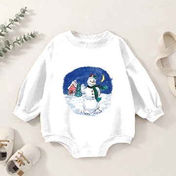 Discover Vintage Christmas Snowman Waving Baby Romper Sweatshirts