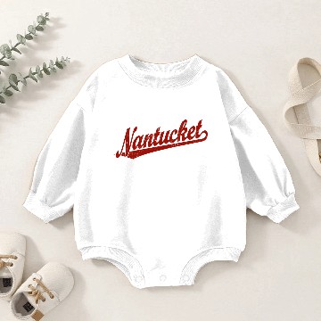 Discover Nantucket script logo in red distressed Baby Romper Sweatshirts