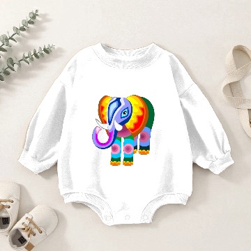 Discover Elephant Rainbow Colors Patchwork Baby Romper Sweatshirts