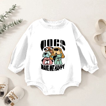 Discover Dogs Make Me Happy Sleeveless Baby Romper Sweatshirts