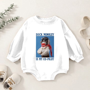 Discover Sock Monkey is my Co-Pilot Baby Romper Sweatshirts
