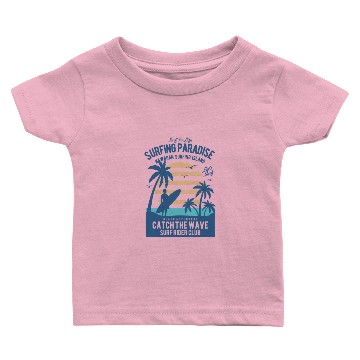 Discover Surfing Paradise - Catch the wave Baby T-shirts