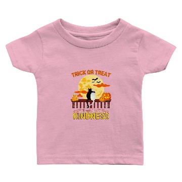 Discover Cat Paws Retro Trick or Treat People With Kindness Cat Moon Halloween Baby T-shirts