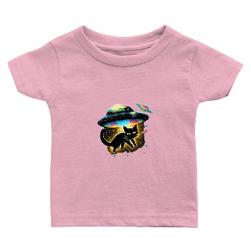 Discover black cats Paws Baby T-shirts Galaxy Cat Spaceship Alien Cat Baby T-shirts