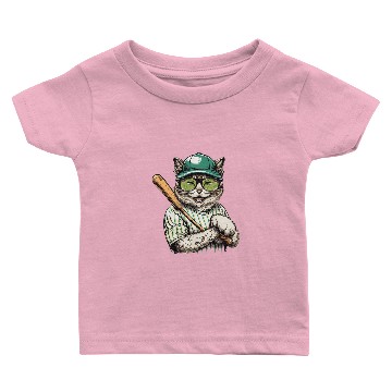 Discover Cat Paws vintages Cat Playing Baseball Baseball Bat Kitties Lover Baby T-shirts