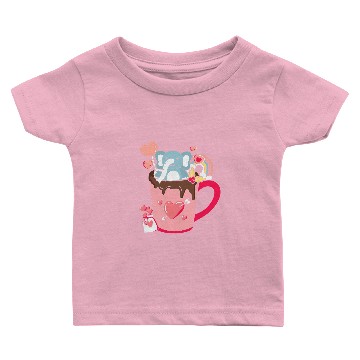 Discover Elephants Lover Happy Pink Valentines Day Elephant in the Coffee Cup Graphic Baby T-shirts