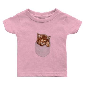Discover Cat Paws Sleeping Orange Kitten Cat in Pocket Baby T-shirts