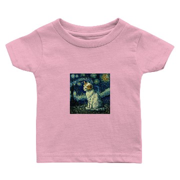 Discover Cat Paws Cool Starry Night Cat Moon Retro Van Gogh Cat Cat Mom Art1 Baby T-shirts
