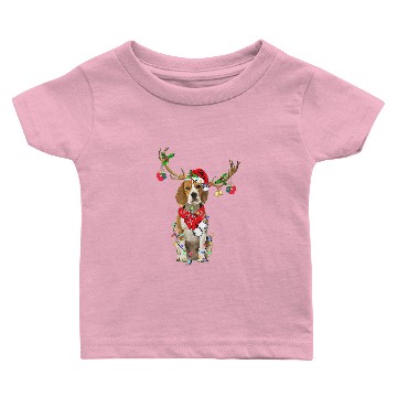 Discover Funny Beagle Reindeer Christmas Dogs Christmas Light Horn Baby T-shirts