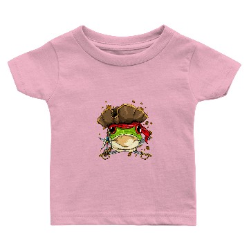 Discover Frog Gift Pirate Frog Jolly Roger Flag Nautical Sailor Toad Frog Lover Baby T-shirts