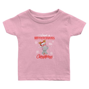 Discover Hippo Gift I Want A Hippopotamus For Christmas Lights Hippo xmass Pajama 68 Baby T-shirts