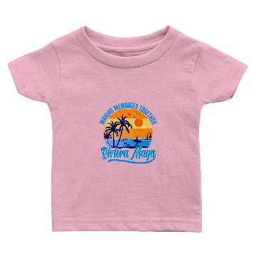 Discover Retro Riviera Maya Mexico Palm Tree Beach Summer Vacation Baby T-shirts