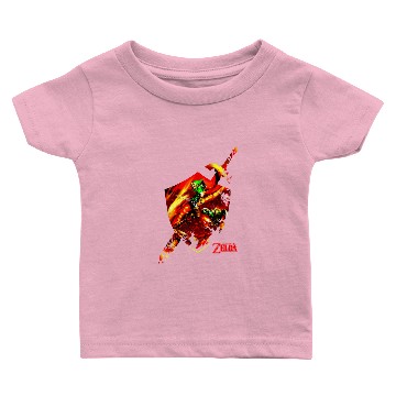 Discover Nintendo Zelda Link Sword Shield Fire Border Graphic Baby T-shirts