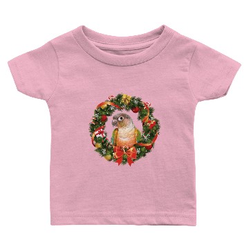Discover Green Cheek Conure Parrot Christmas Wreath Pullover Baby T-shirts