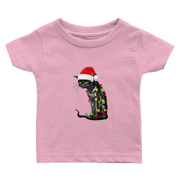 Discover Black Cat Christmas Lights Funny Cat Lover Baby T-shirts