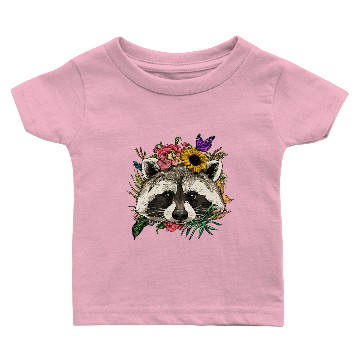 Discover Floral Raccoon Spring Nature Baby T-shirts