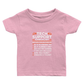 Discover Technical Support Checklist Computer IT Programmer Baby T-shirts