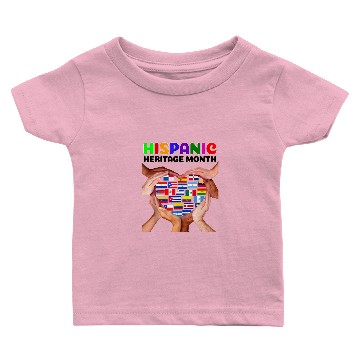 Discover Hispanic Heritage Month All Countries Flags Heart Hands Baby T-shirts