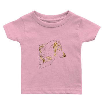 Discover Grey Wolf Head Art Lines Baby T-shirts