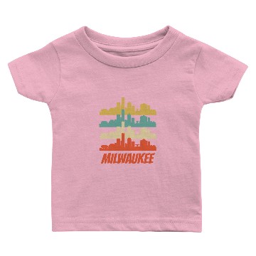 Discover Retro Milwaukee WI Skyline Pop Art Baby T-shirts