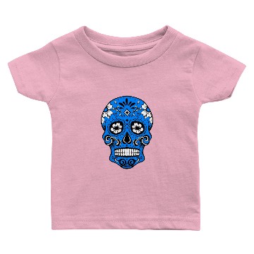 Discover Decorative skull, black, light blue Baby T-shirts