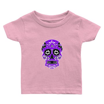 Discover Decorative skull, white, dark purple Baby T-shirts