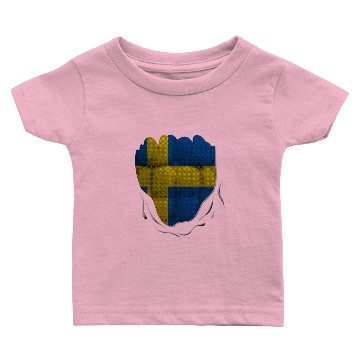 Discover Funny Sweden Flag Ripped Abs Muscles Baby T-shirts