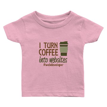 Discover I turn coffee into code Baby T-shirts