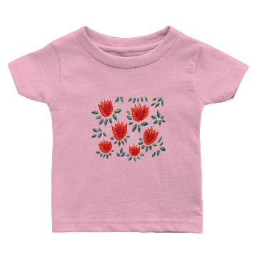 Discover Beautiful Red Abstract Tulip Pattern Baby T-shirts