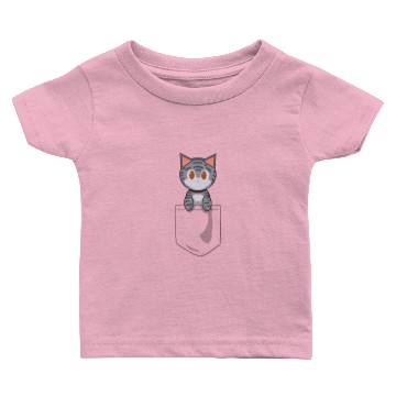 Discover Pocket Cat Tabby Gray Baby T-shirts