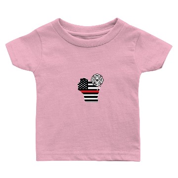 Discover Wisconsin Firefighter Shield Thin Red Line Flag Baby T-shirts