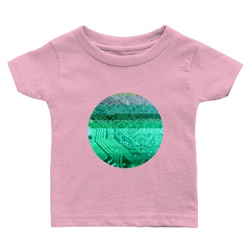 Discover circuit board glitch circle green Baby T-shirts