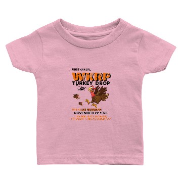 Discover First annual WKRP Turkey Drop with Les Nessman Baby T-shirts