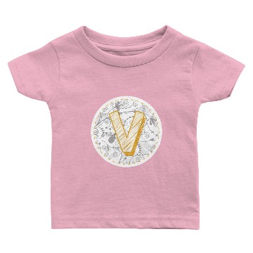 Discover Monogram Letter V Names Emblem 0957-V-BR Baby T-shirts
