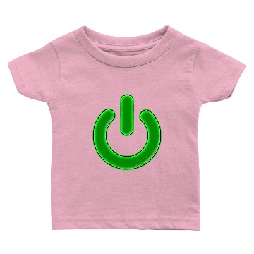 Discover Computer Power Button Lime Green Simulated Glow Baby T-shirts