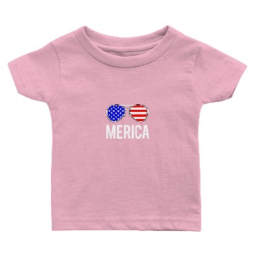 Discover Merica American Flag 4th July Funny Gym Baby T-shirts