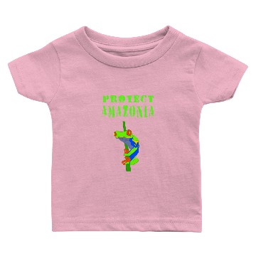 Discover Protect Amazonia. Tree frog. Amazon rainforest. Baby T-shirts