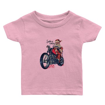 Discover Santa Is Coming Motorbike Baby T-shirts