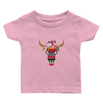 Discover Serape Bull Skull Baby T-shirts
