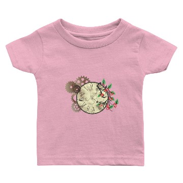 Discover Clock with flowers, natural, plants Baby T-shirts