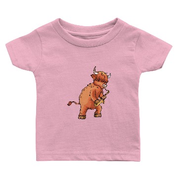 Discover Highland Cow Cattle Playing Saxophone Music Gift Baby T-shirts