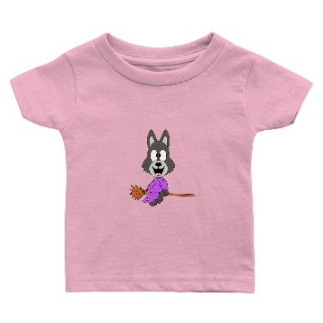 Discover Funny Wolf - Witch - Witch Broom - Children - Kids Baby T-shirts