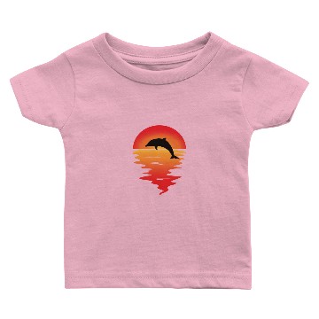 Discover Romantic sunset with dolphin Baby T-shirts