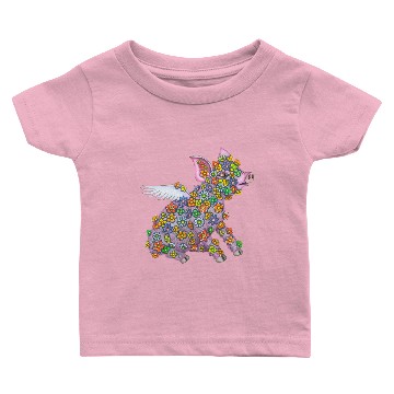 Discover Winged Piglet with flowers Baby T-shirts