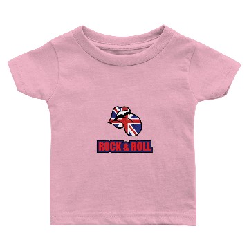 Discover Rock & Roll Union Jack Lips Baby T-shirts